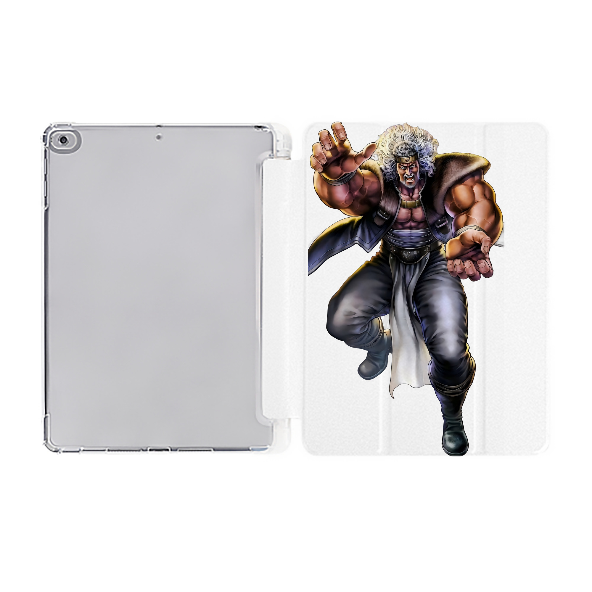 （画像用） 北斗の拳 Fist of the North Star IPad ケース ペン収納付き 三つ折りスタンド PUレザー×シリコン 対応機種9.5/10.5/10.9インチ